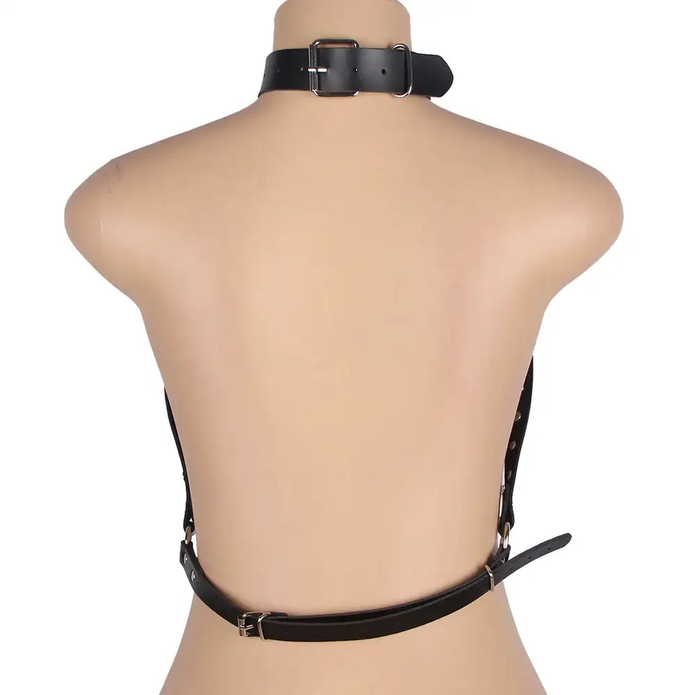 BDSM - 1 Pc Leather Chest Punk Bondage Belt With Chain - Frisky Business Adult Sex Toys Shop