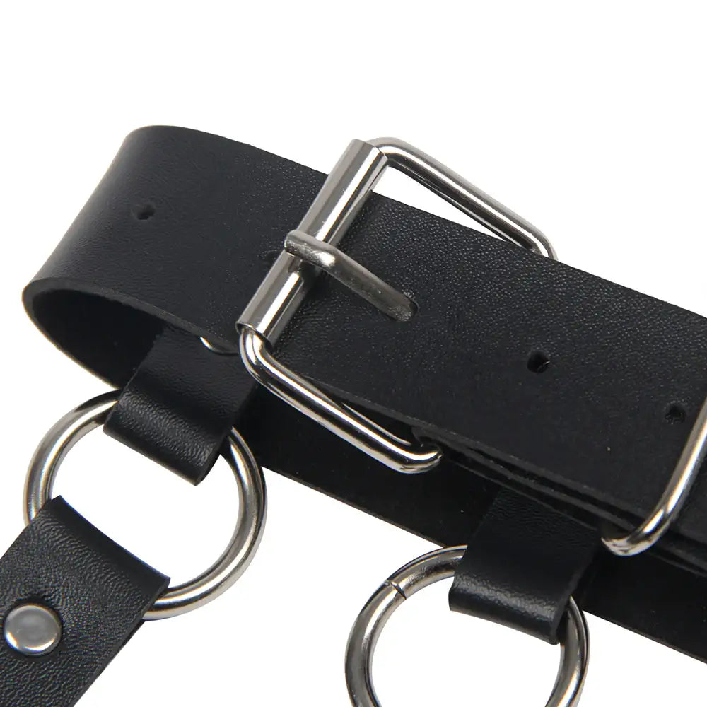 BDSM - 1 Pc Leather Chest Punk Bondage Belt With Chain - Frisky Business Adult Sex Toys Shop
