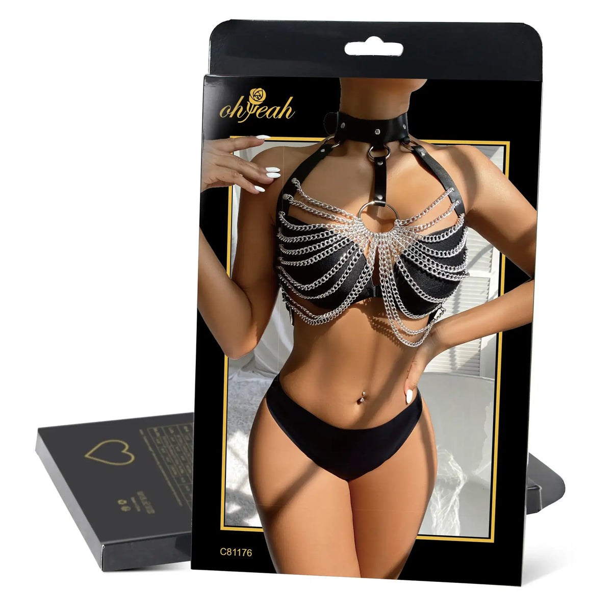 BDSM - 1 Pc Leather Chest Punk Bondage Belt With Chain - Frisky Business Adult Sex Toys Shop