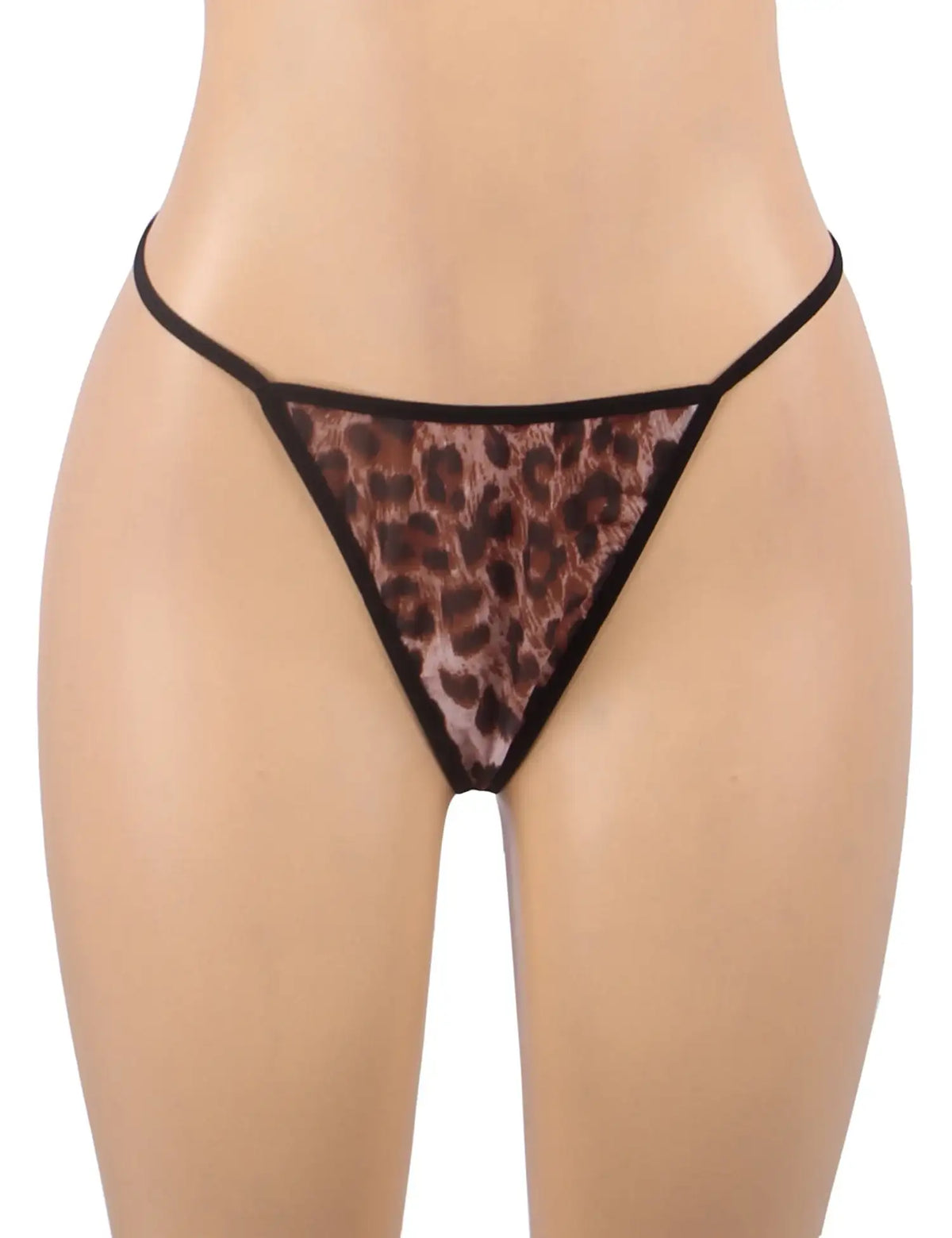 Babydoll - 2 Pcs Leopard Lace Side Slit Lingerie With Chains - Frisky Business Adult Sex Toys Shop