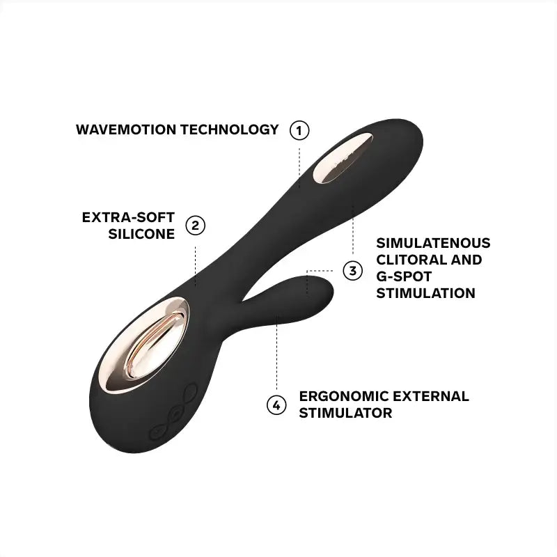 LELO Soraya Wave™ dual action personal massager flexible contour ergonomic fit come-hither tip black silicone Singapore