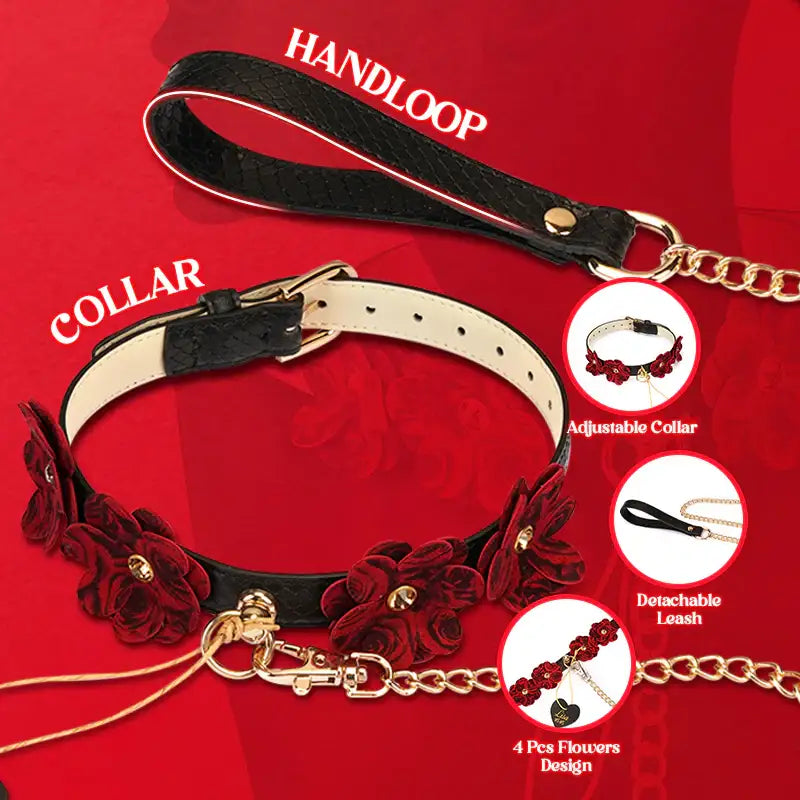 Crimson Collar - Genuine Leather Neck Collar - Frisky Business Adult Sex Toys Shop