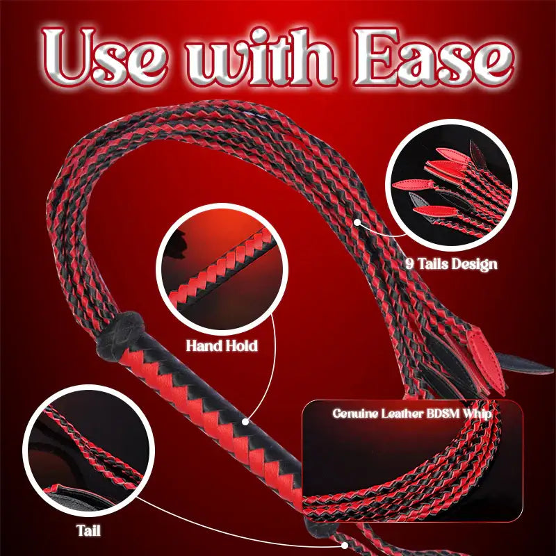 Inferno Fangs - Genuine Leather 9-Tail Whip - Frisky Business Adult Sex Toys Shop