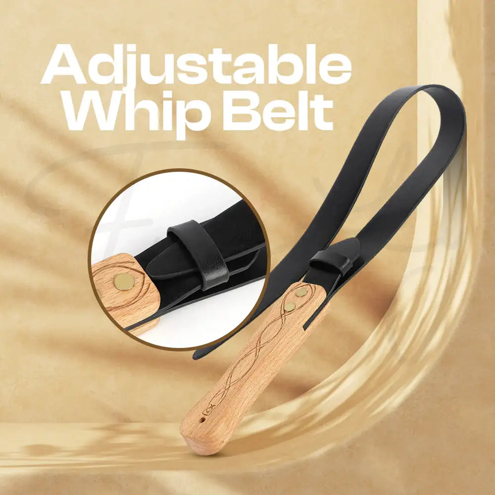 Midnight Spank – BDSM PU Leather Wooden Handle Paddle - Frisky Business Adult Sex Toys Shop