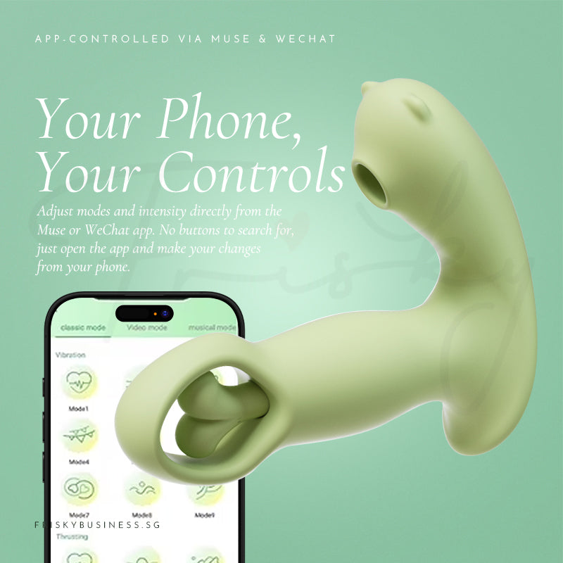 Your Phone, Your Control graphic with a smartphone app screen beside the green vibrator