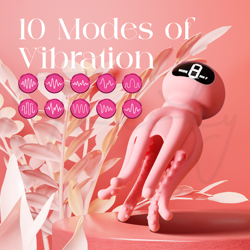 Vibrator highlighting multiple suction and vibration modes with icons display