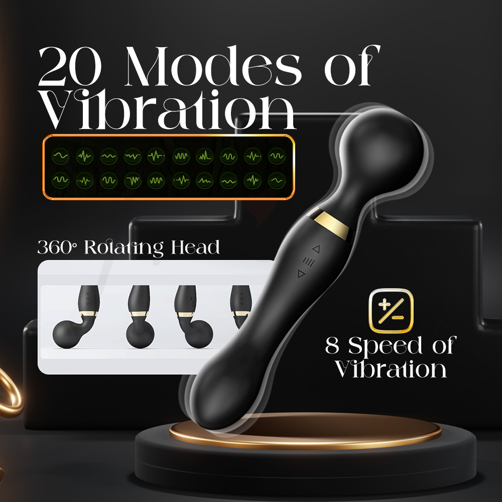 Violet Spin wand highlighting 20 vibration modes for customizable pleasure and layered sensations