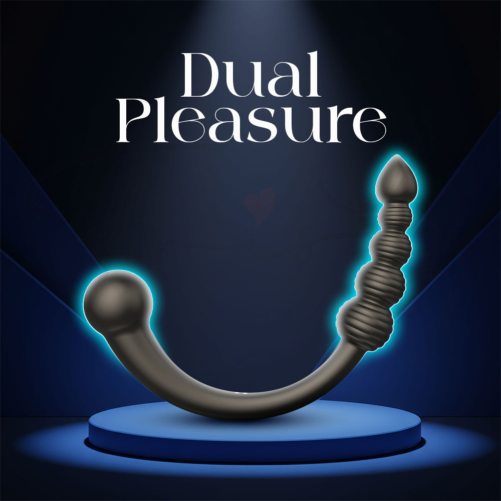 Sexual product with 'Dual Pleasure' text on a dark background