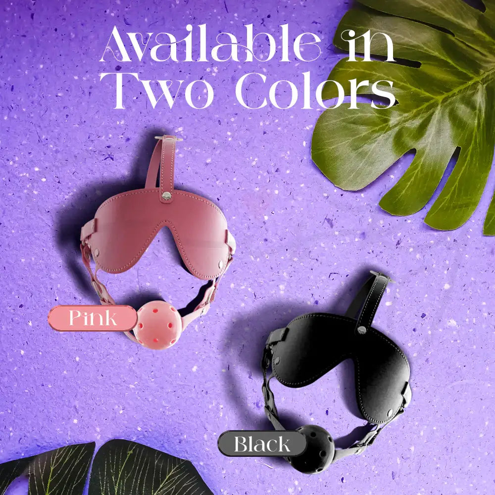 Ebon Whisper - BDSM PU Leather Blindfold With Attached Ball Gag, Adult Men/Women Dom/Sub Sex Toys - Frisky Business Adult Sex Toys Shop
