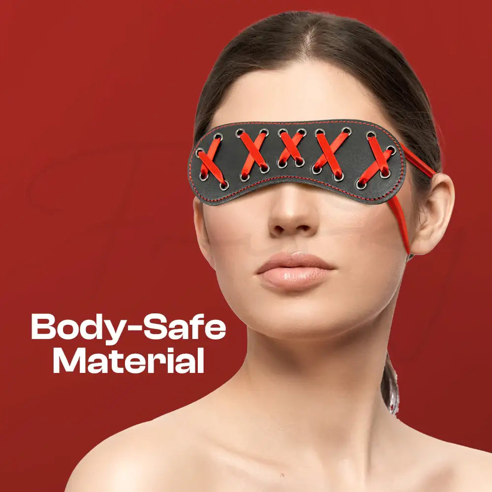 Enchanted Blind – PU Leather Ribbon Lace Blindfold - Frisky Business Adult Sex Toys Shop