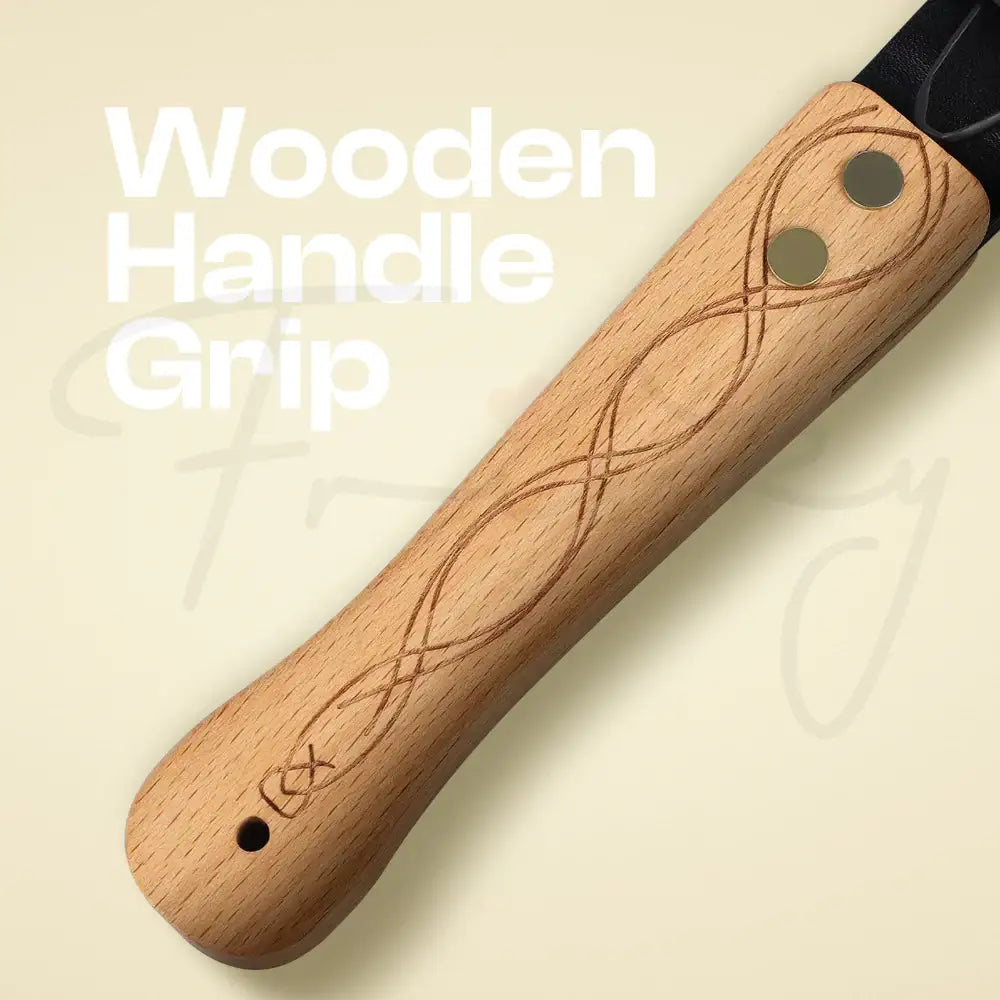 Midnight Spank – BDSM PU Leather Wooden Handle Paddle - Frisky Business Adult Sex Toys Shop