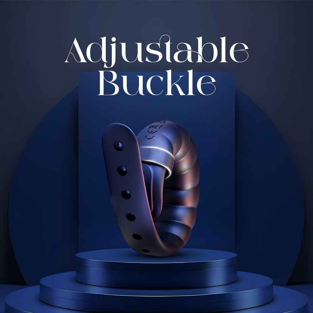 Close-up of adjustable buckle strap showing secure fit design of the Shared Vibe