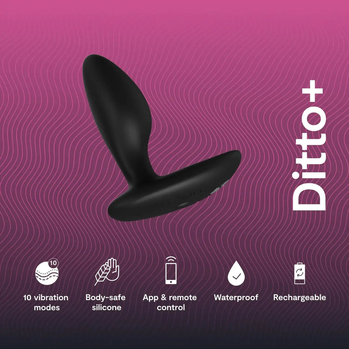 We-Vibe Ditto+ Satin Black versatile personal massager with innovative technology for tailored experiences Singapore
