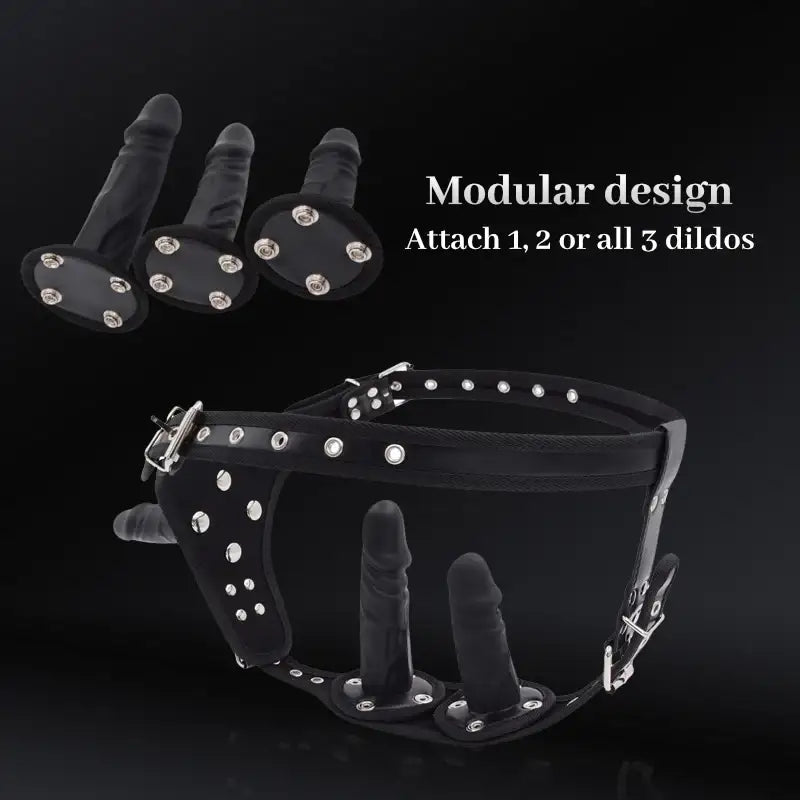 BDSM Strap On 3 Dildos Harness/Strap On Kit - Frisky Business Adult Sex Toys Shop