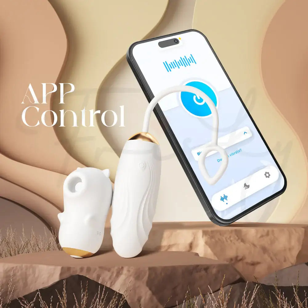 DooDoo Duo - APP Control 1+1 Wireless Thrusting Egg Vibrator with Suction Vibrator Set - Frisky Business Adult Sex Toys Shop