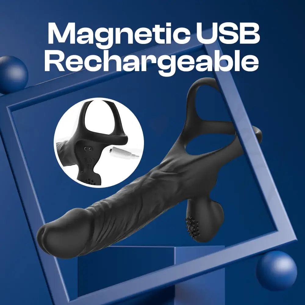 Intensity Link - APP Control Vibrating Cock Ring + Dildo Vibrator, Adult Male & Couple Rechargeable Sex Toys - Frisky Business Adult Sex Toys Shop