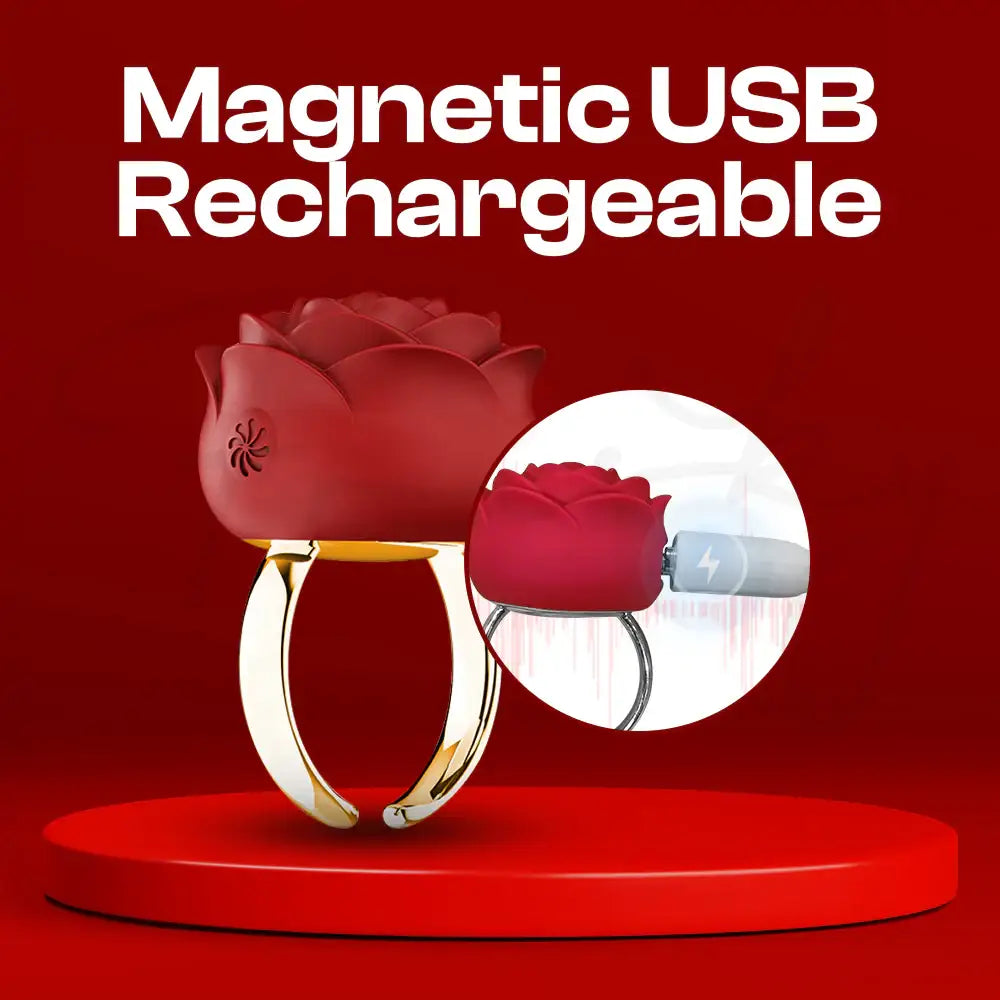 Rosette Pulse - Rose Wearable Ring Vibrator, Adult Females Rechargeable Sex Toys - Frisky Business Adult Sex Toys Shop