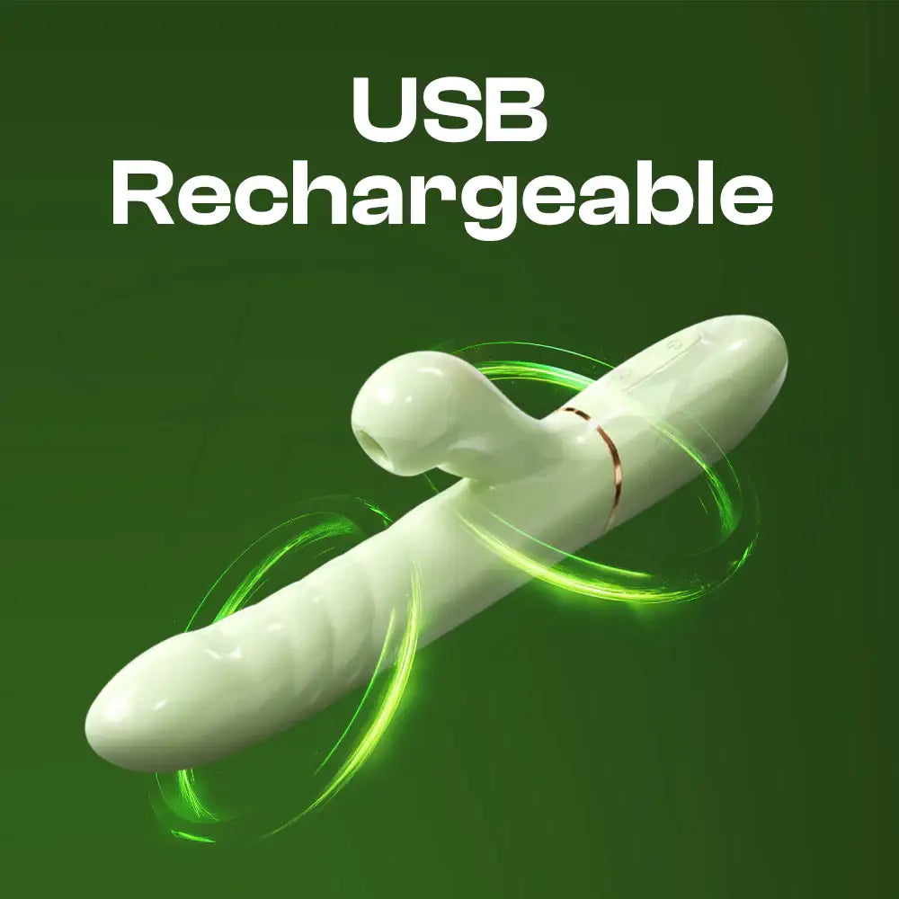 Viridian Bliss – Rotating Beads Thrusting + Suction Vibrator - Frisky Business Adult Sex Toys Shop