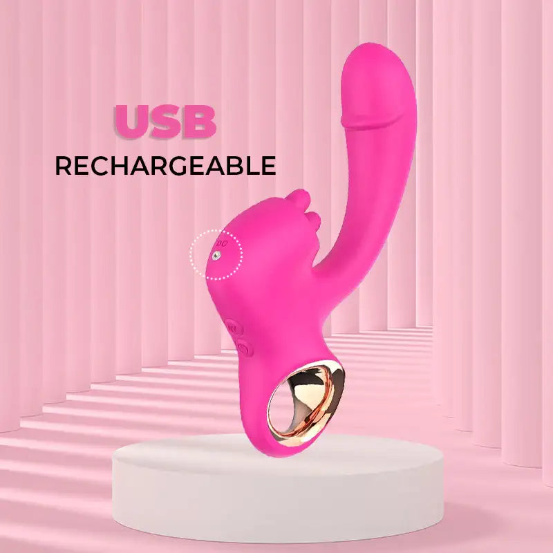 Daring Duo Delight - G-spot Vibrator with Midsection Moving Tongue - Frisky Business Adult Sex Toys Shop