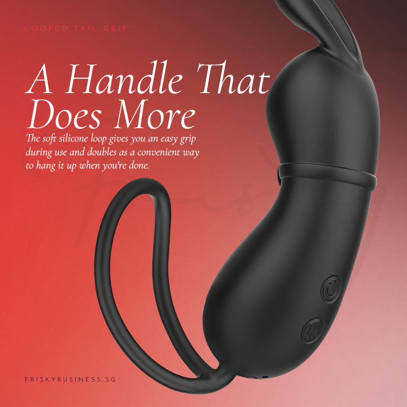 Close-up of the flexible handle against a dark red background