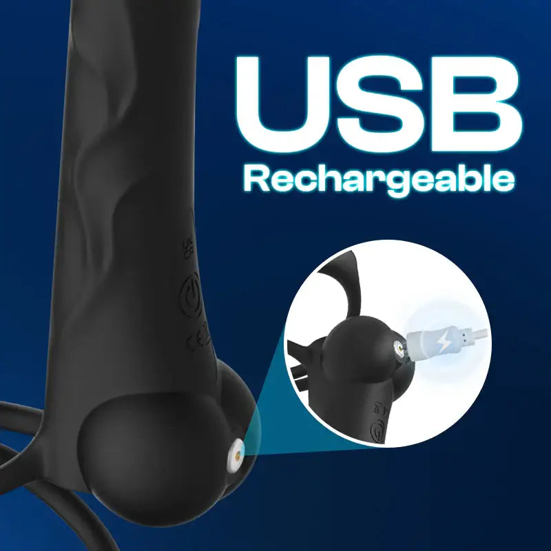 Jumpy Johnson - Vibrating Cock Ring With Dual Loops - Frisky Business Adult Sex Toys Shop