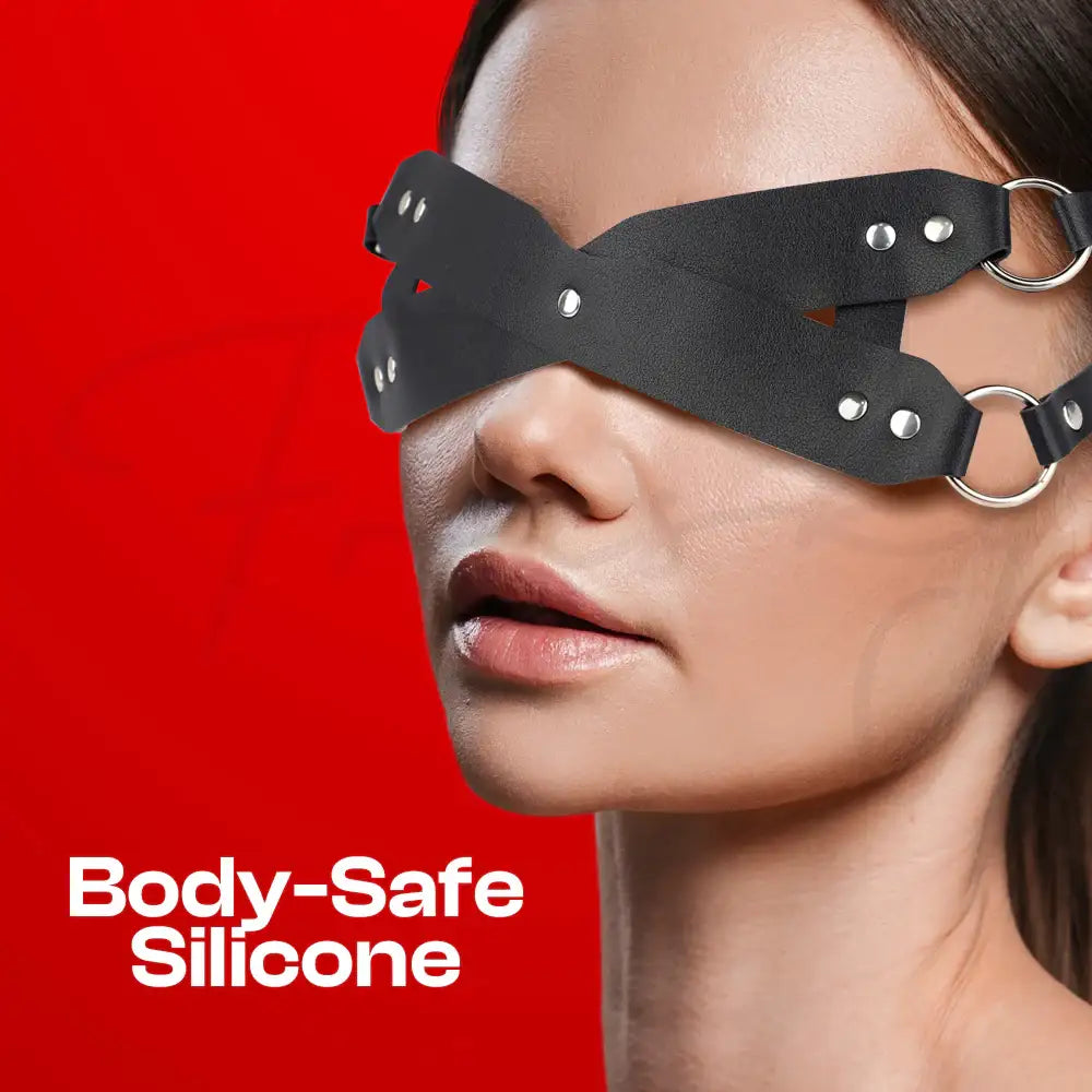 Lustful Darkness – BDSM PU Leather Cross Blindfold Mask - Frisky Business Adult Sex Toys Shop