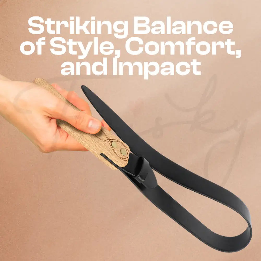 Midnight Spank – BDSM PU Leather Wooden Handle Paddle - Frisky Business Adult Sex Toys Shop