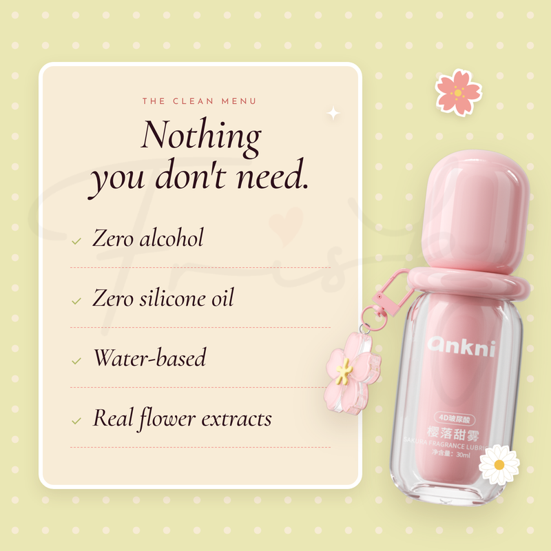 Nothing you don’t need graphic with the lubricant bottle beside a short ingredient checklist
