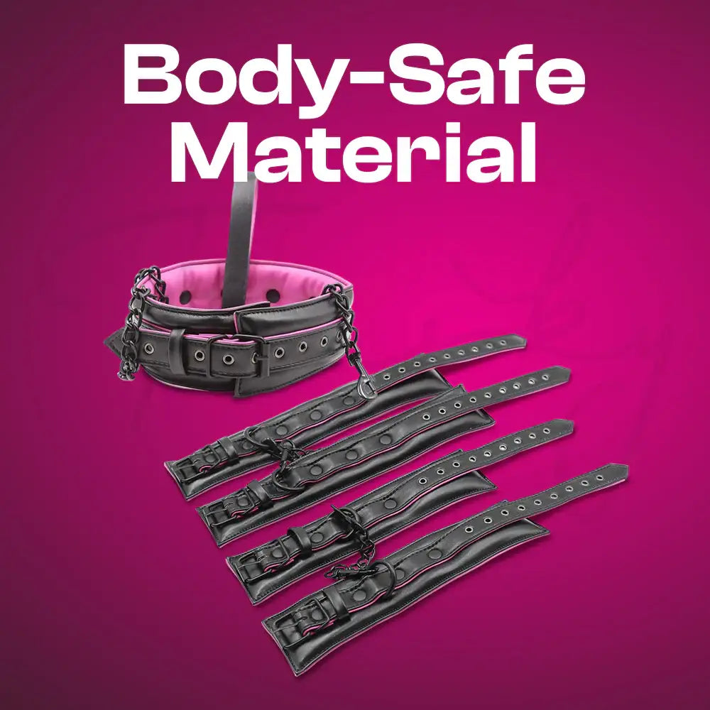 Dusky Embrace – 3 Set PU Leather Cuffs Bondage Restraint - Frisky Business Adult Sex Toys Shop