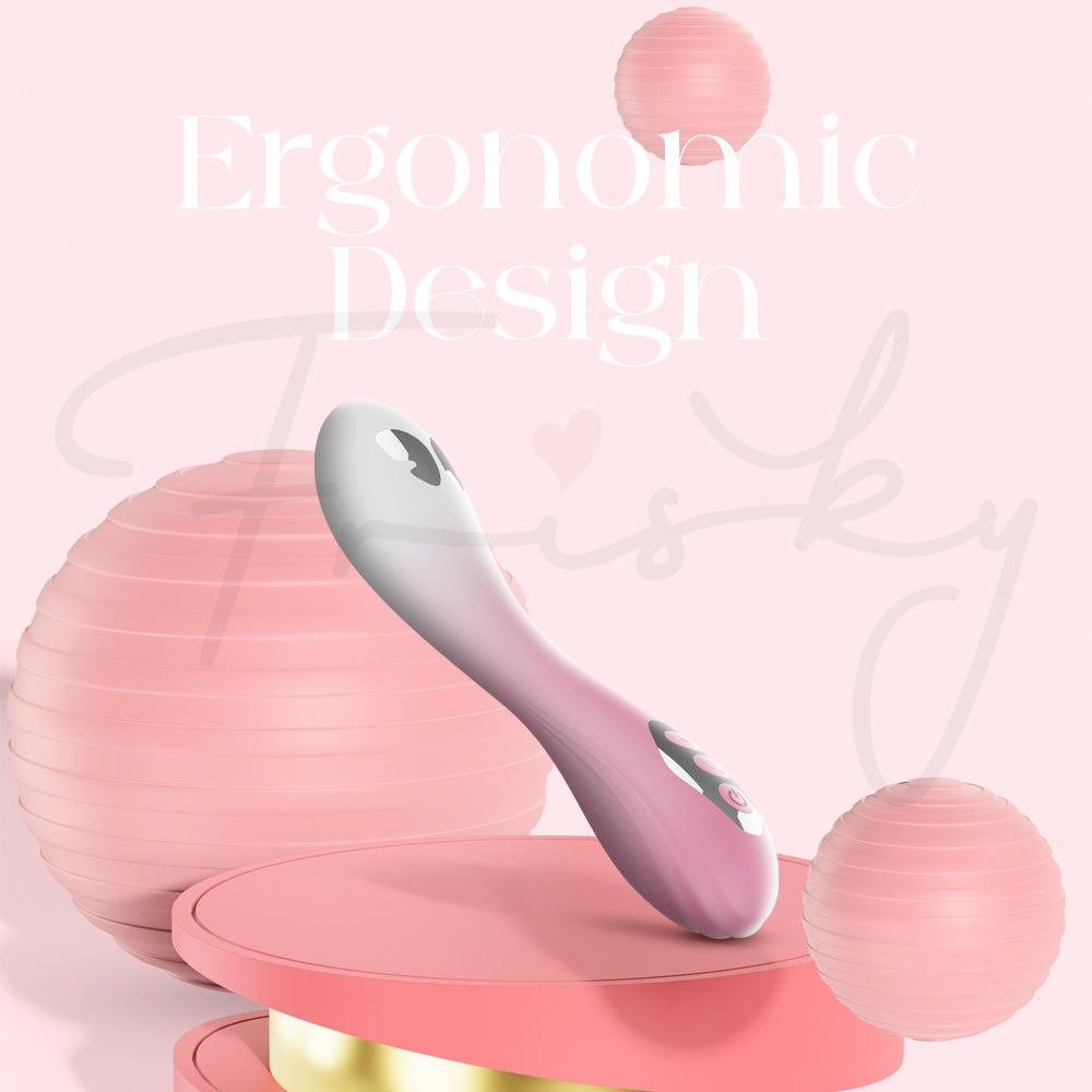 Pink Electric Shock G-Spot Vibrator on a pink platform with 'Ergonomic Design' text.