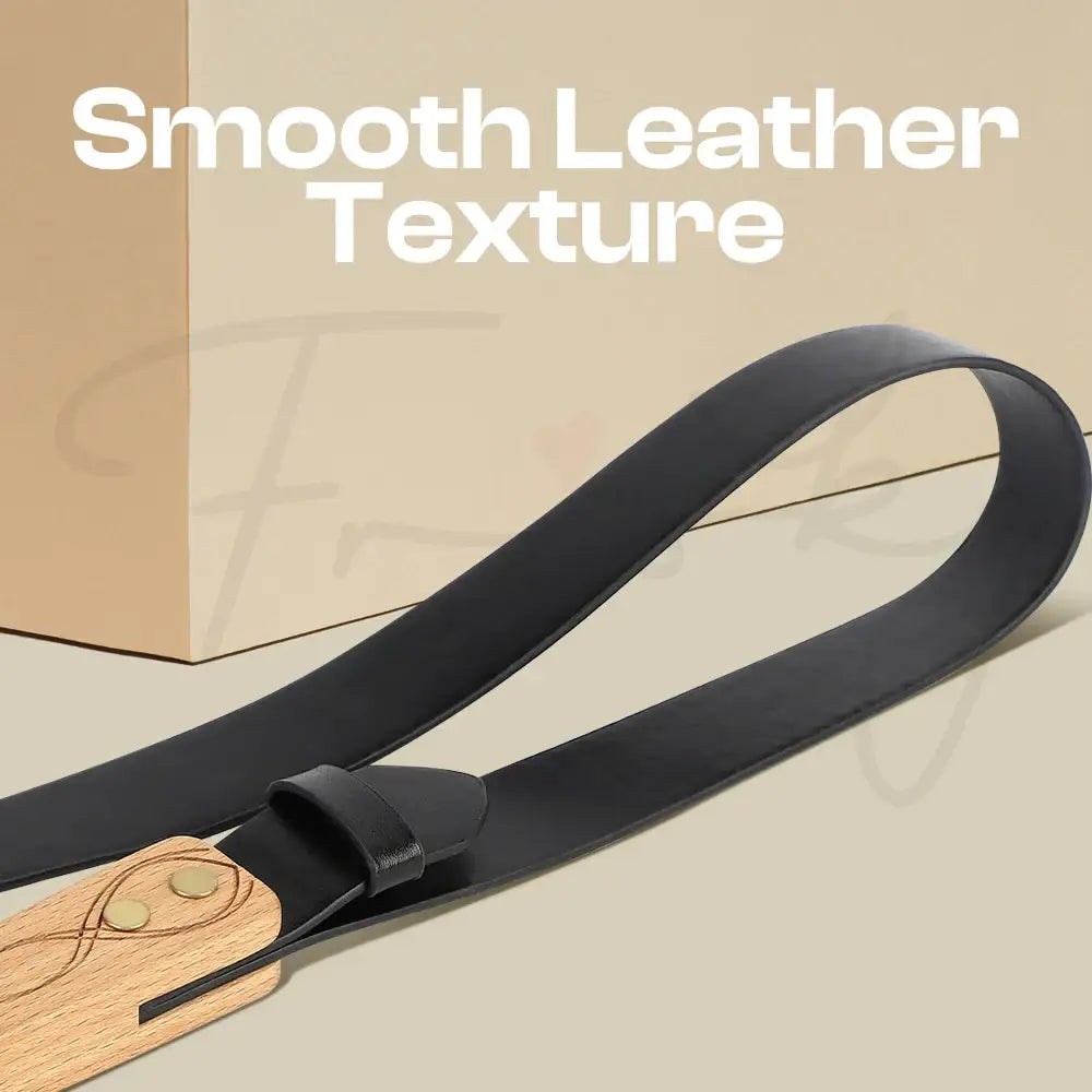 Midnight Spank – BDSM PU Leather Wooden Handle Paddle - Frisky Business Adult Sex Toys Shop