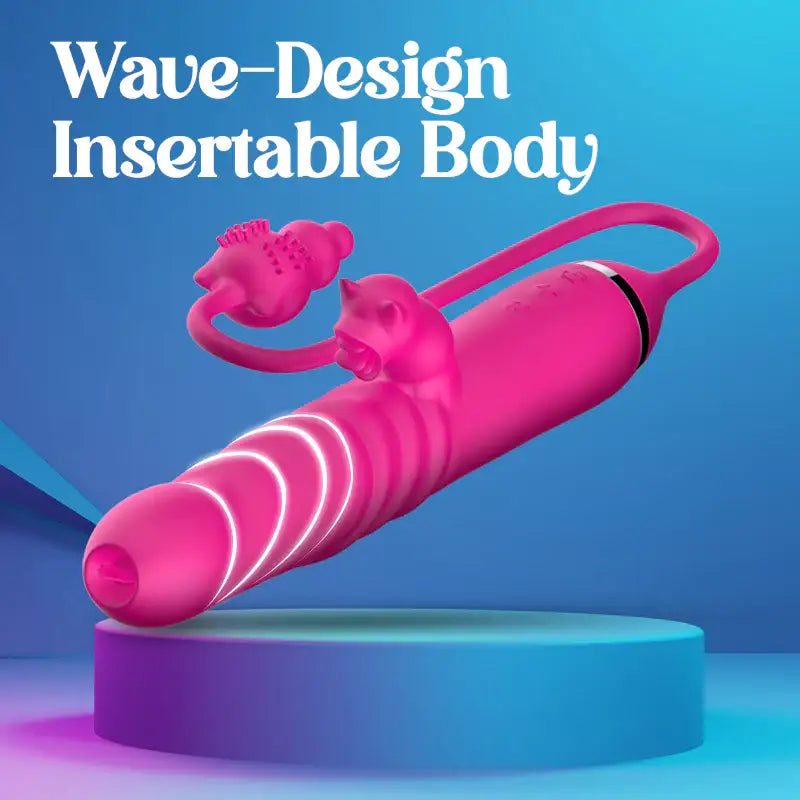 Rosy’Purr Rumble – Thrusting Dual Vibrator with Anal Plug - Frisky Business Adult Sex Toys Shop