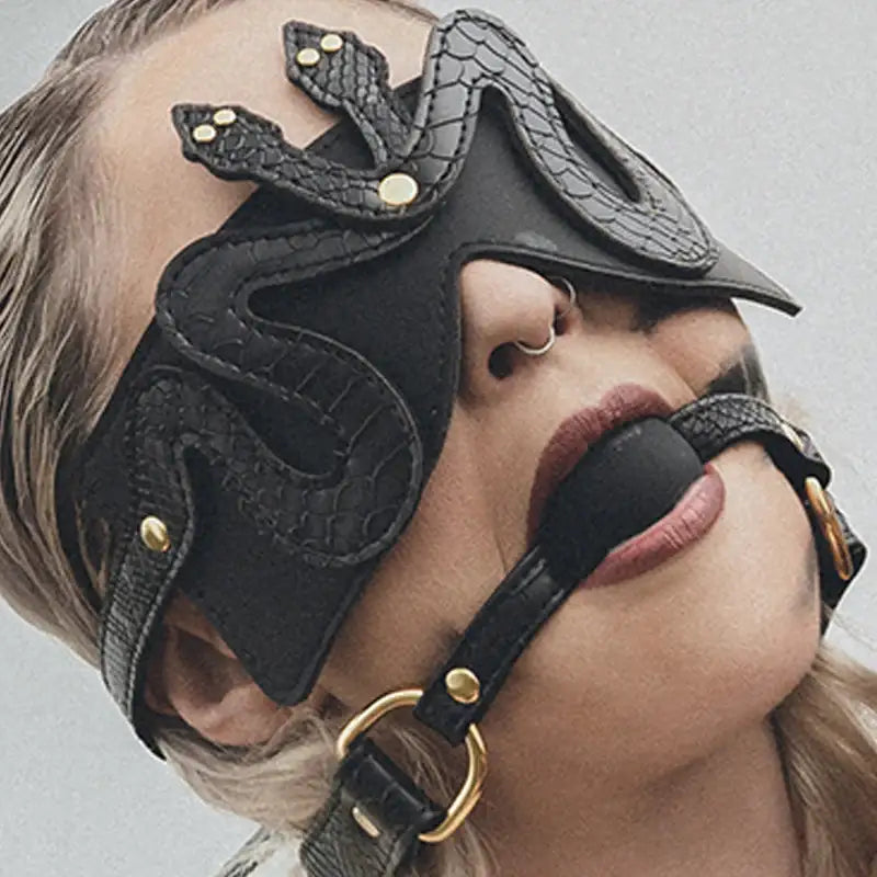 Venom Veil - Genuine Leather Snake Blindfold - Frisky Business Adult Sex Toys Shop
