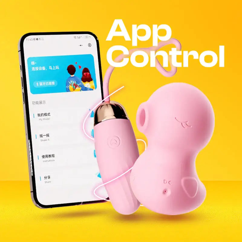 Ducky Duo - APP Control 1+1 Wireless Egg Vibrator with Suction Vibrator Set - Frisky Business Adult Sex Toys Shop