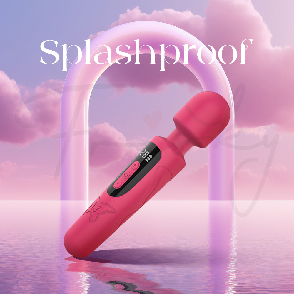 Liora wand in a soft watery background indicating splashproof design for safe cleaning.
