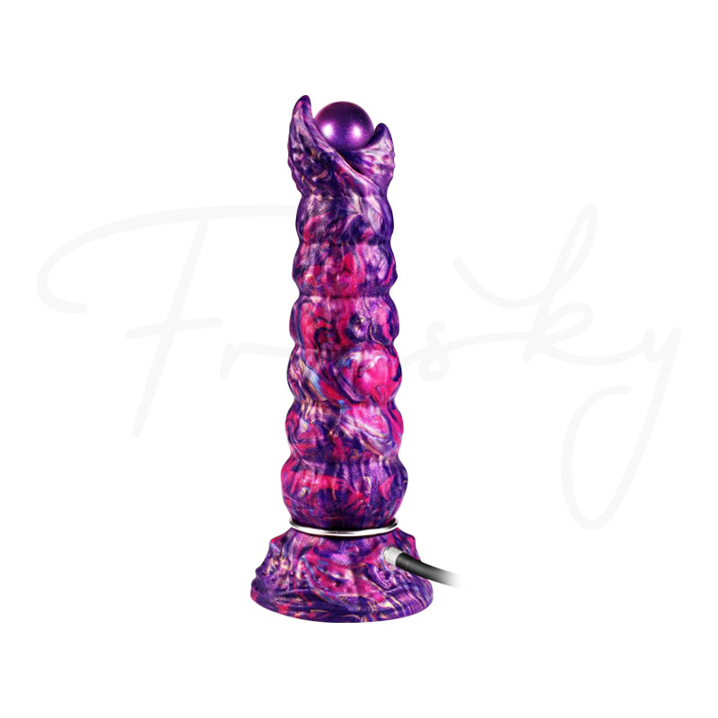 Purple marbled plug and base shown at a slight angle on a white background