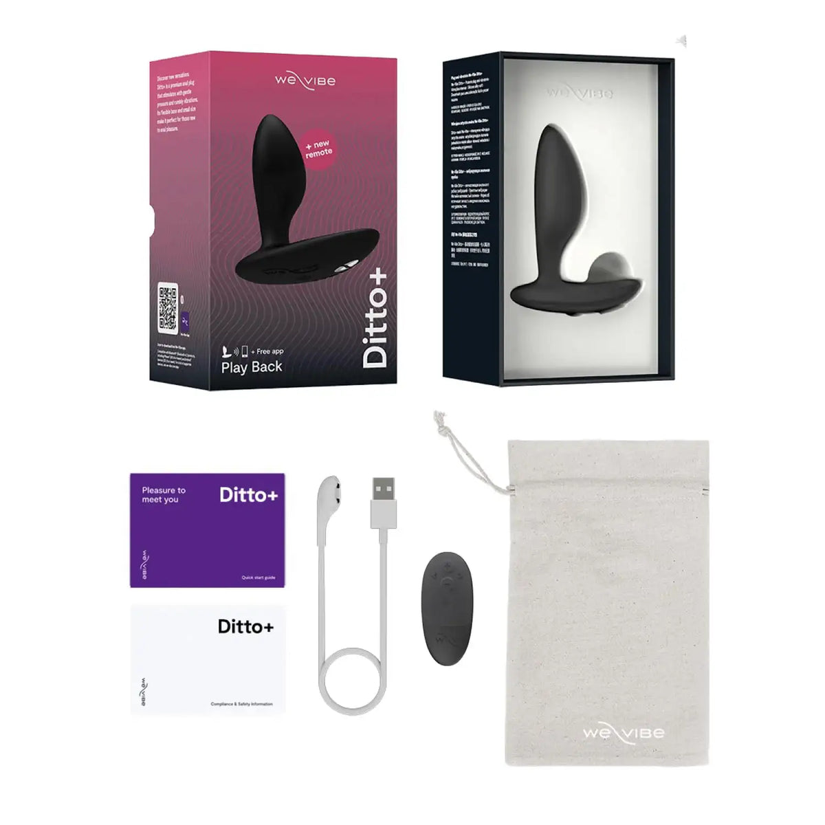 We-Vibe Ditto+ Satin Black stylish satin black exterior with enhanced durability and comfort Singapore