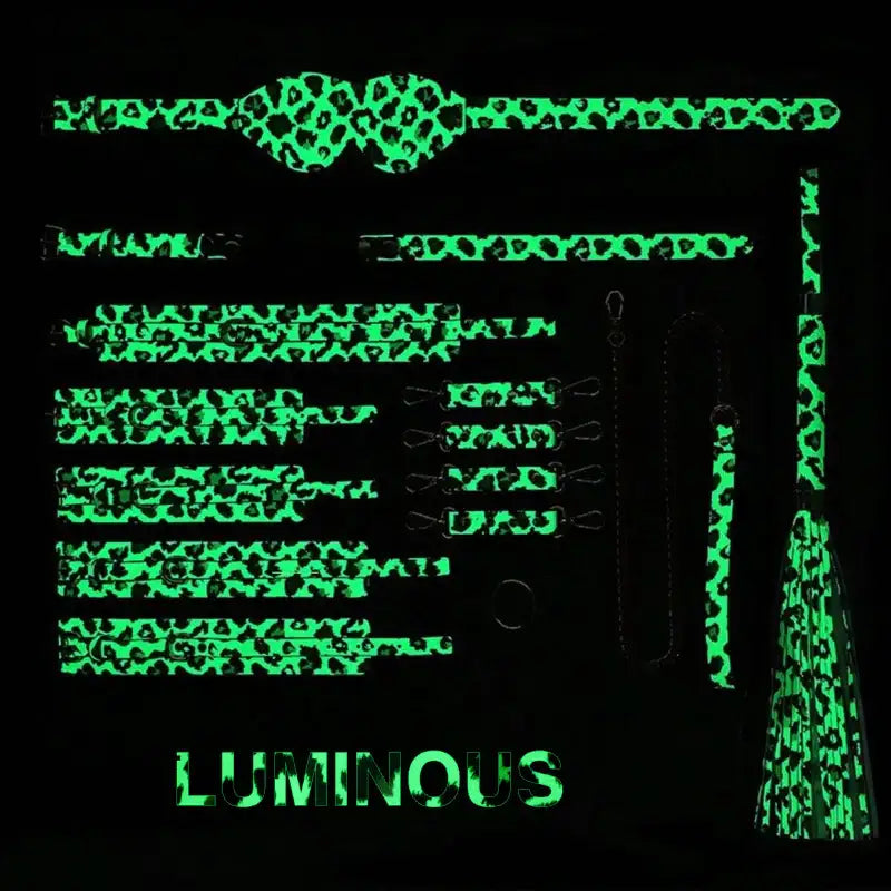 BDSM - 7 Pieces Luminous Leopard/Zebra Print Set - Frisky Business Adult Sex Toys Shop