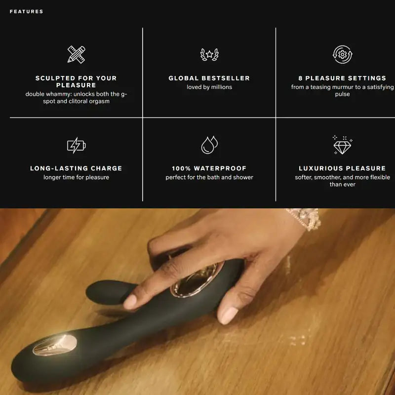 LELO Soraya Wave™ lifestyle massager modern curved design portable compact dual stimulation black Singapore