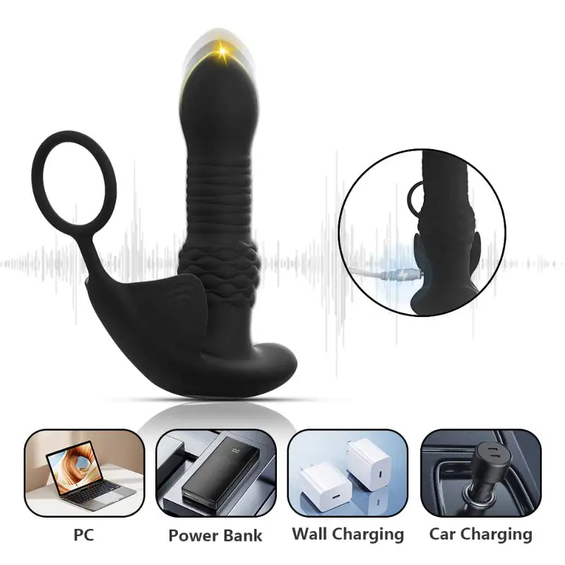 Quarter Quasar - APP Control Thrusting Prostate Massager with Cock Ring - Frisky Business Adult Sex Toys Shop
