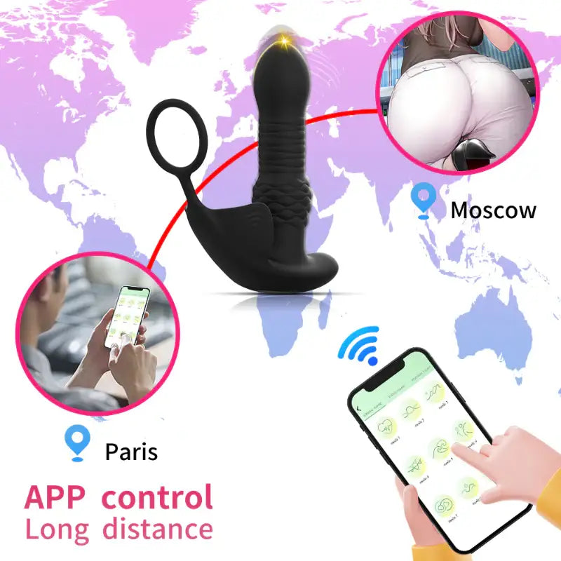 Quarter Quasar - APP Control Thrusting Prostate Massager with Cock Ring - Frisky Business Adult Sex Toys Shop