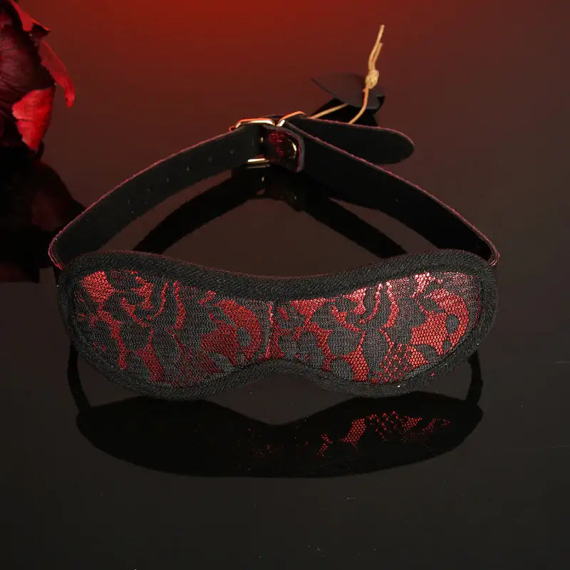 Velvet Illusion - Genuine Leather Lace Blindfold - Frisky Business Adult Sex Toys Shop