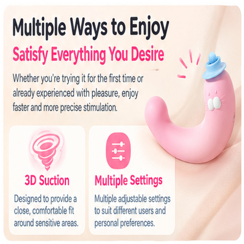 KISSTOY product feature graphic showing multiple stimulation options and ways to use the device.