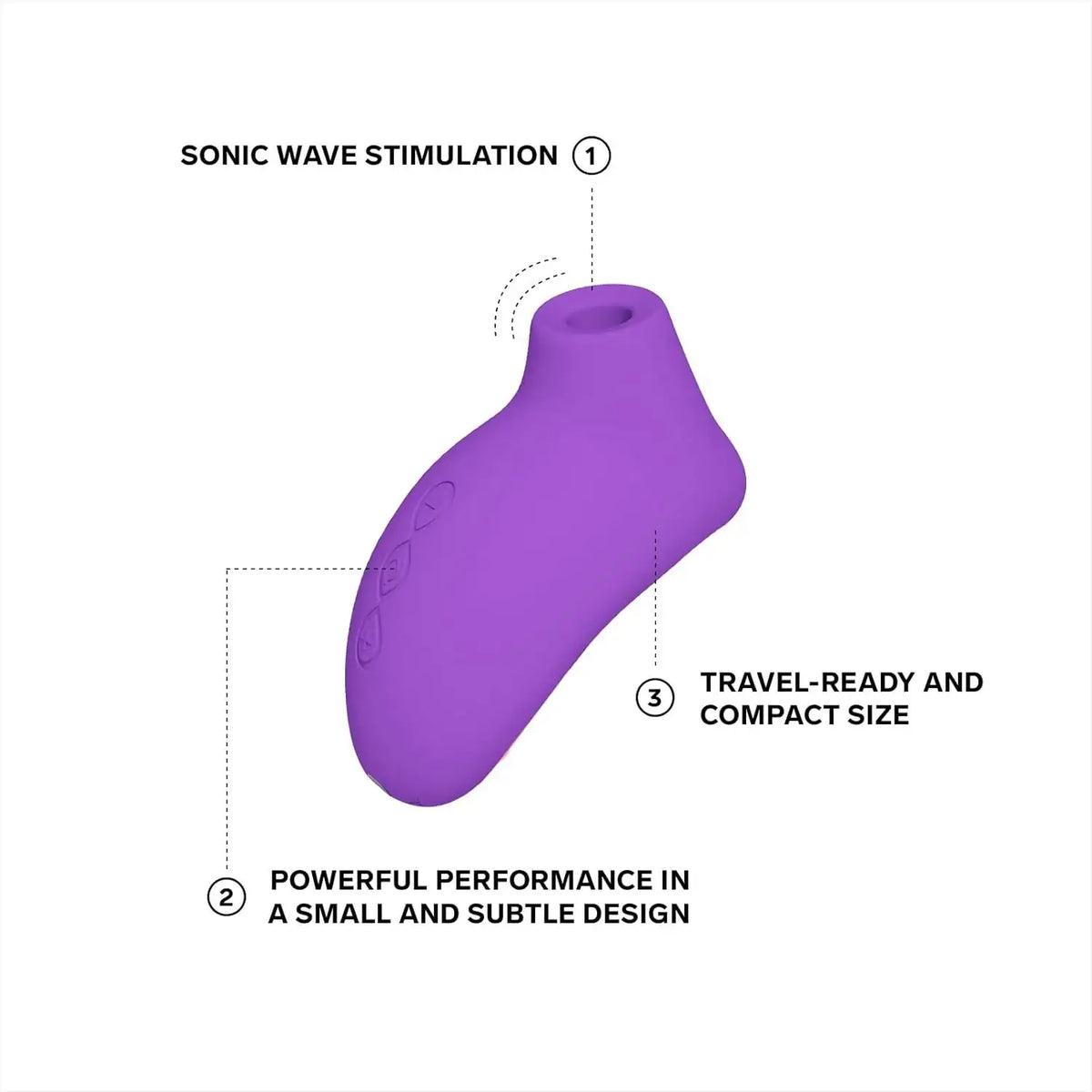 LELO Sona 2 Travel Sonic Clitoral Massager Purple rechargeable massager with sleek purple finish for effective clitoral stimulation Singapore