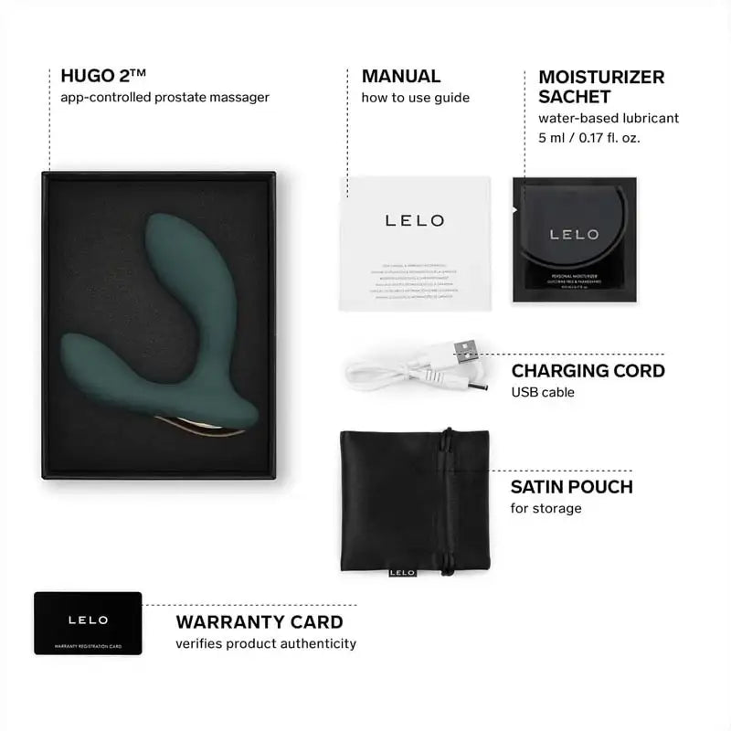 LELO Hugo 2™ APP Prostate Massager Green app-controlled massager offering customizable vibration patterns for personalized prostate massage Singapore