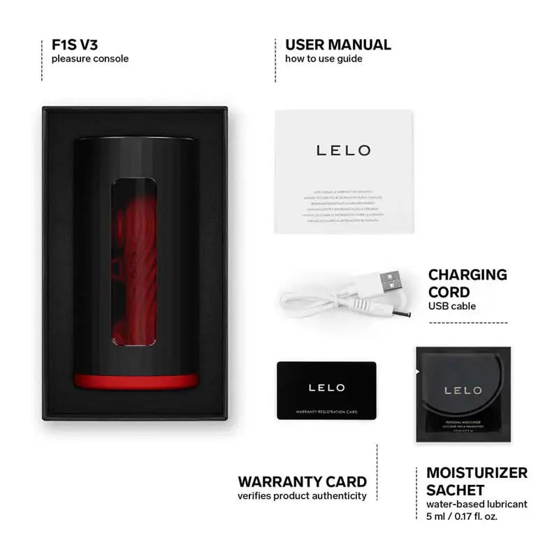 Lelo - F1S V3 App AI Interactive Masturbator - Red (2 Sizes) - Frisky Business Adult Sex Toys Shop