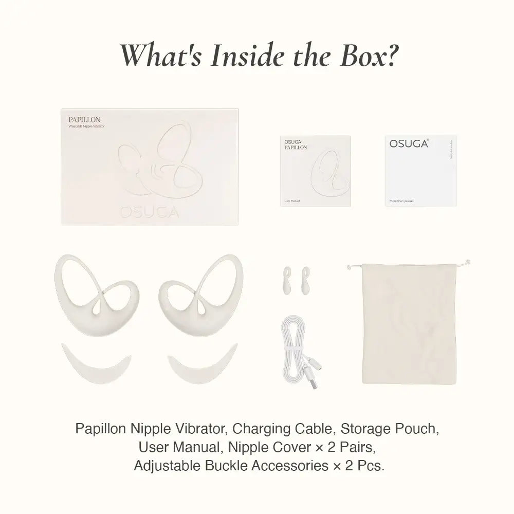 OSUGA Papillon product packaging with device and accessories Singapore