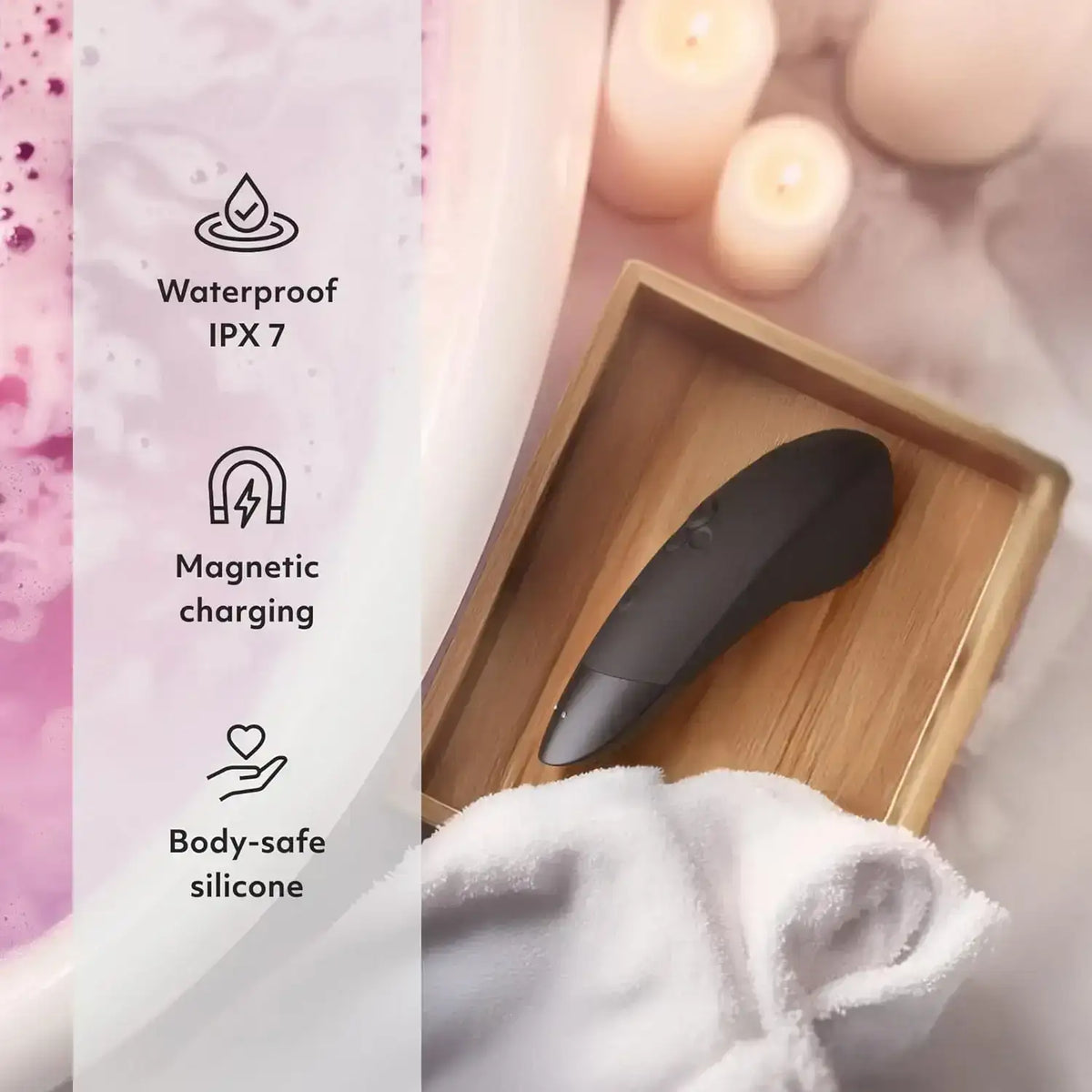Womanizer Enhance 2-in-1 Clitoral Stimulator Black Wearable Design Comfortable Grip Lightweight Personal Massager Singapore