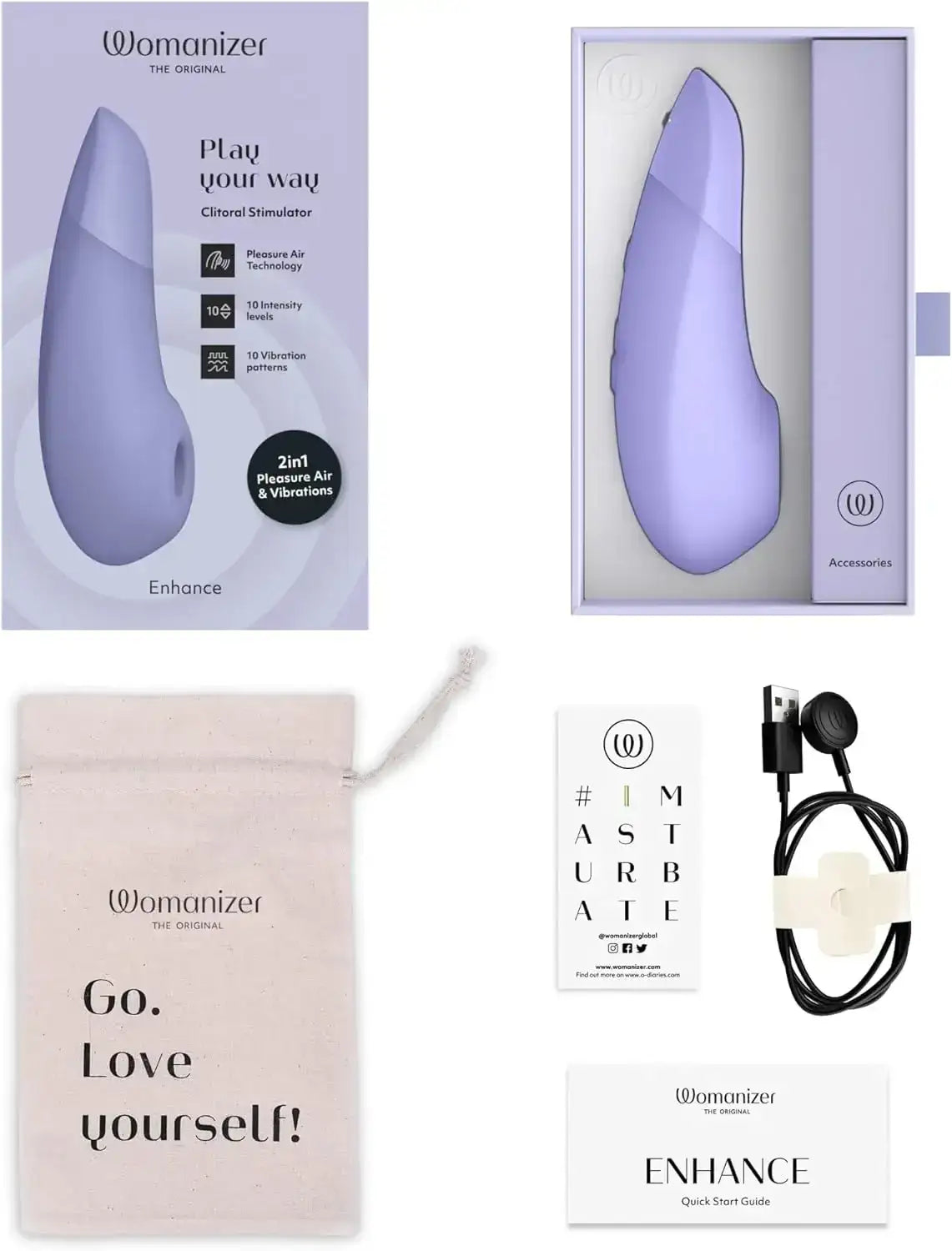 Womanizer Enhance 2-in-1 Clitoral Stimulator Lilac Sleek Lilac Design Easy-to-Clean Silicone Personal Massager Singapore