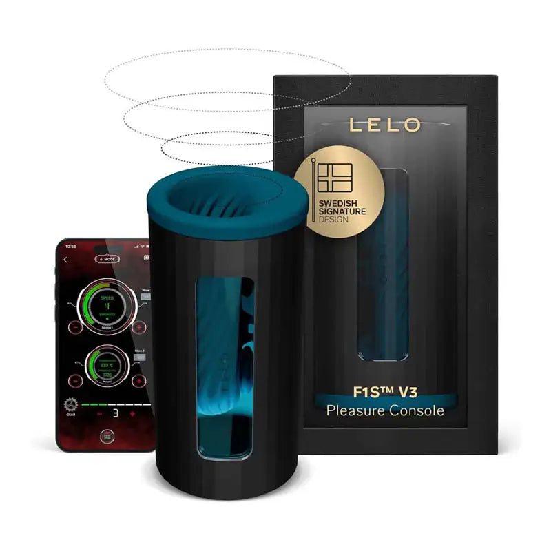 Lelo - F1S V3 App AI Interactive Masturbator - Teal (2 Sizes) - Frisky Business Adult Sex Toys Shop